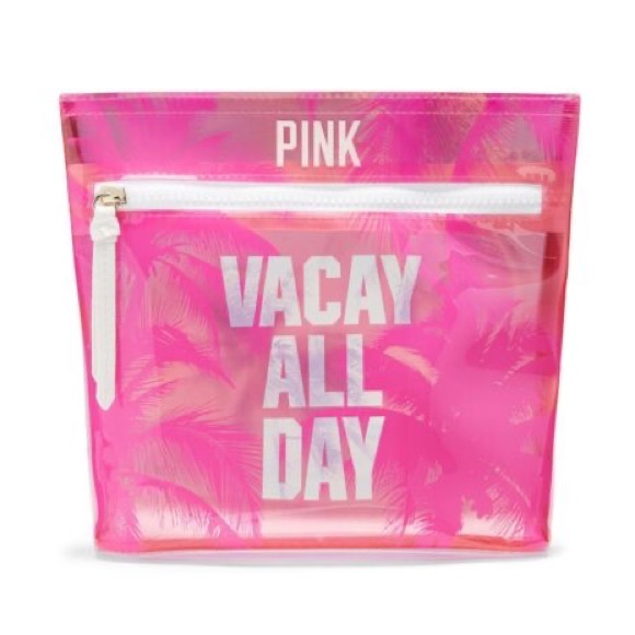 💗VS PINK VACAY ALL DAY LARGE BEAUTY BAG & REVLON Kiss Lip Balm Fresh Strawberry - Picture 3 of 5
